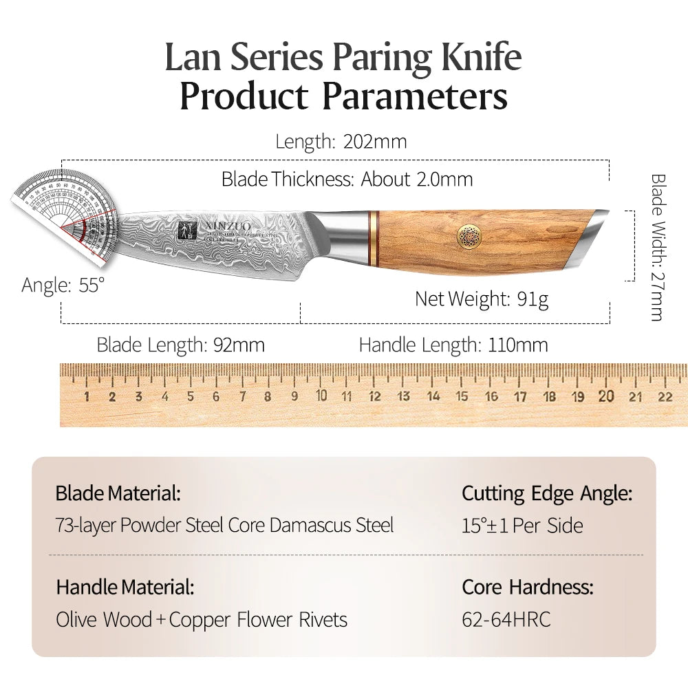 3.5'' in Paring Knife 73-layer Damascus Steel Damascus Steel Utility Knife