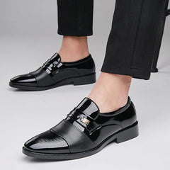 Luxury Black Leather Men Shoes for Wedding Formal Oxfords Plus