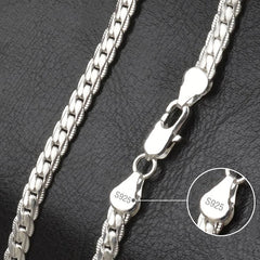 925 Sterling Silver 6mm Side Chain 8/18/20/22/24 Inch Necklace For Woman