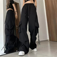 Cargo Pants Women Streetwear Loose Wide Leg Pants Harajuku Vintage Solid Baggy