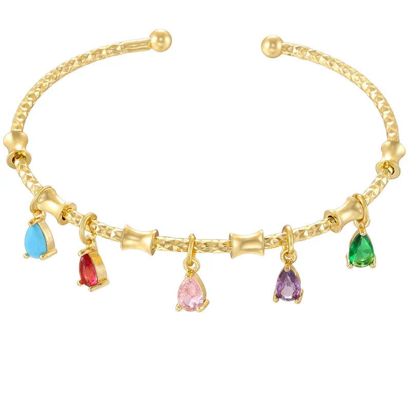 ZHUKOU candy charms bracelet for women Gold color romantic round charms bangles lady birthday gifts Man bracelet Jewelry VL338