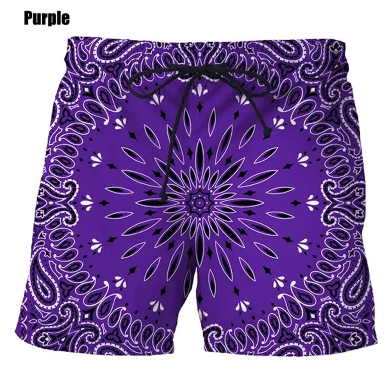 New Bandana Pattern Men Women 3D Printing Harajuku Style Beach Short Pants Causal Fashion Water Sport Gym Pant Surf Board Shorts