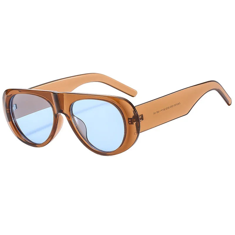 Vintage Oversized Oval Sunglasses Women Men New Fashion Wide Leg Leopard Red Gradient Sun Glasses Ladies Trendy Sexy Shades