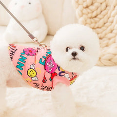 Fashion Print Dog Down Jacket Cute Soft Dog Clothes Winter Cat Jacket Coat Warm