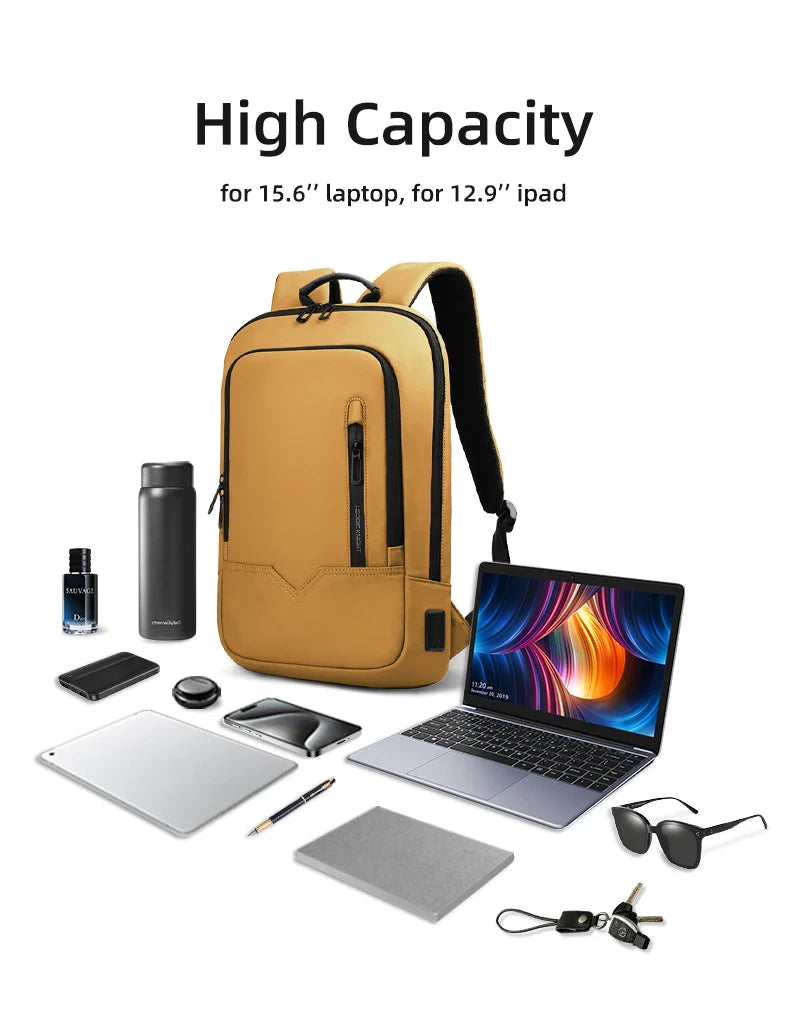 Heroic Knight Thin Male Work Backpack Multifunctional Fashion 15.6 In Laptop Backpack Casual Waterproof Business Travel Daypack