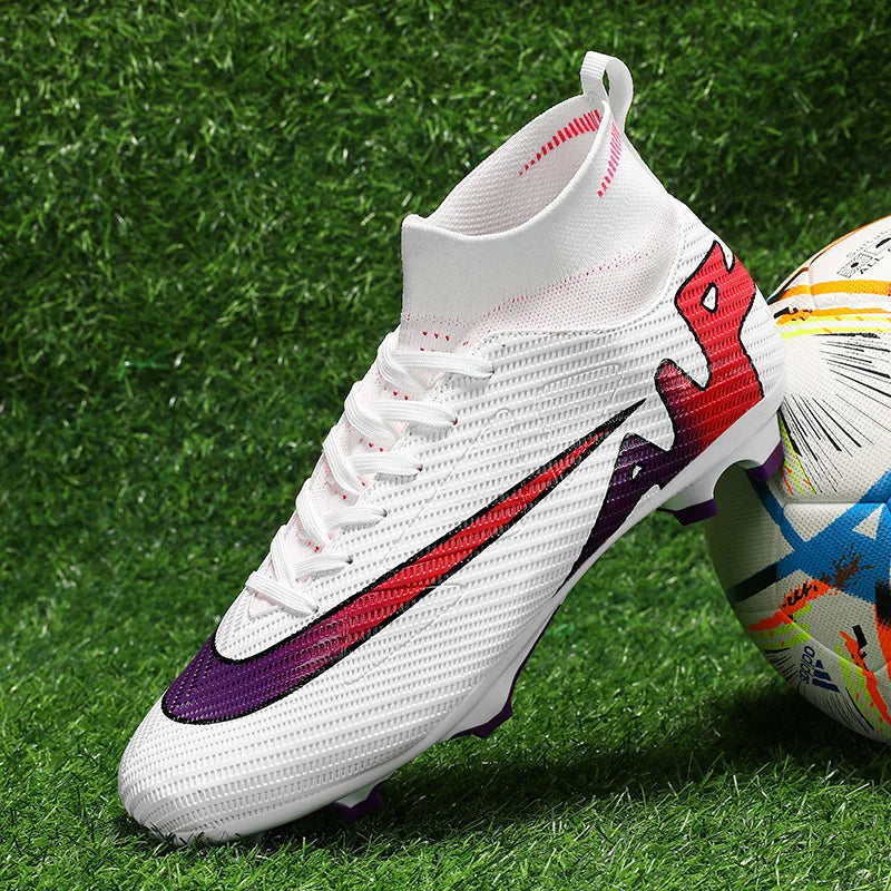 Professional Men High Ankle Football Boots Soccer Cleats TF/FG Training