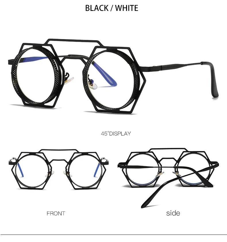 OEC CPO Steampunk Round Sunglasses Women Men 2023 Metal Mesh Personality Sun Glasses Female Eyewear Goggle UV400 Shades Oculos