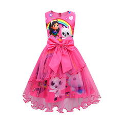 Summer Gabbys Dollhouse Costume For Baby Girl Lace Dress Fashion Kid Up Bow Print