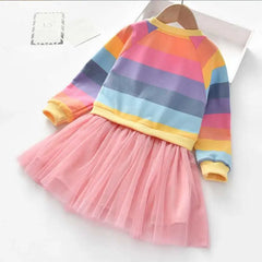 Baby Girls Dress Princess Autumn Sweater Fleece Gauze Tutu Dresses