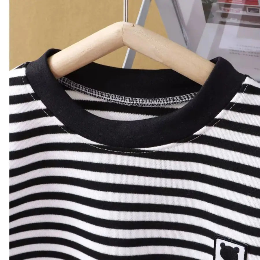 Children's Sweatshirt Set Fashion Boys' Sports Suit Girls Baby Classic Stripes Hoody Sweater Autumn Boys Street Dance Costume