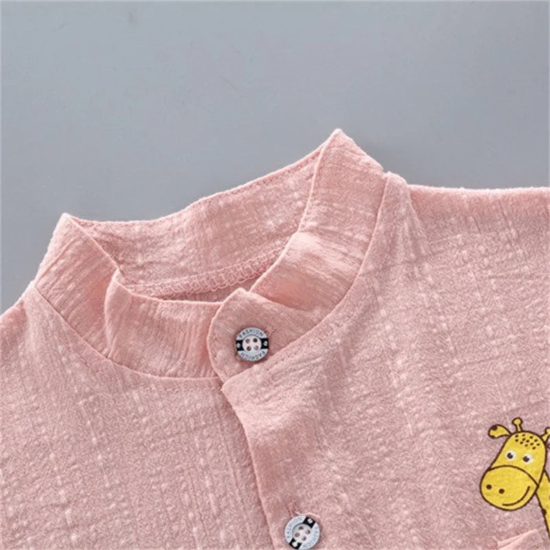 New Summer Hot Sale Toddler Kids Baby Boys Shirt Cartoon Tops Denim Shorts Pants Outfits Set Baby Clothes