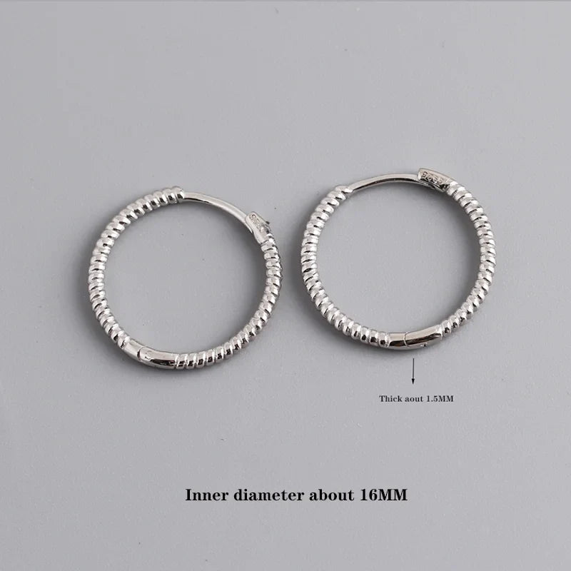 WANTME 925 Sterling Silver Fashion Piercing Charm Twist Huggies Hoop Earrings for Women Rock Gothic Unisex Jewelry Ear Buckles