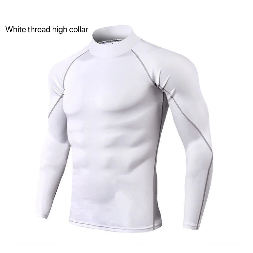 Men's Workout Compression Shirt Quick Dry Running T-shirt Turtleneck Long Sleeve Rash Guard Gym Base Layer Athletic Undershirt