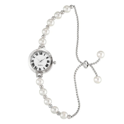 LUCKY FOX New Minimalist Style Pearl Bracelet Women Quartz Watch Fashionable Small Disc Design Light Luxury Jewelry Women Watch