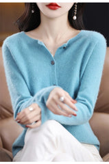 Spring and Autumn  New 100% pure merino cashmere sweater women's O-neck