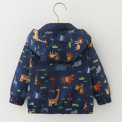 Children'S Coat Cartoon Cherry Blossom Hooded Zipper Everyday Versatile Boys' Jacket