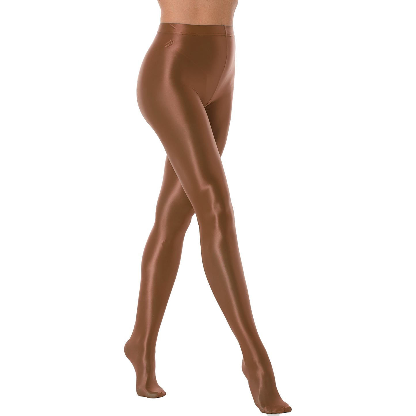Women Glossy Solid Color Pantyhose High Waist Tights Stockings Footed Leggings