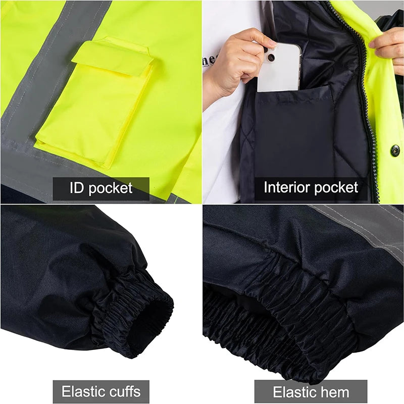 Safety Hoodie Jacket for Men Construction Windbreaker Fleece Coat