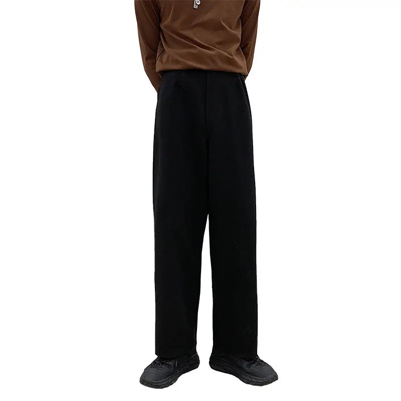 Thick Woolen Pants Men Warm Fashion Cotton Black/Brown Suit Pants Men Loose