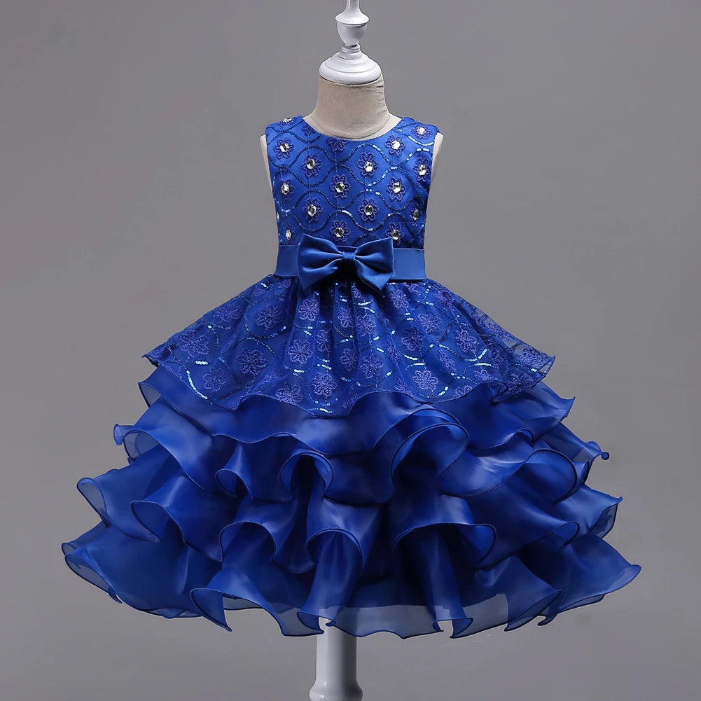 Children's wedding dress, princess dress, girl's program performance dress, diamond decoration cake, fluffy skirt