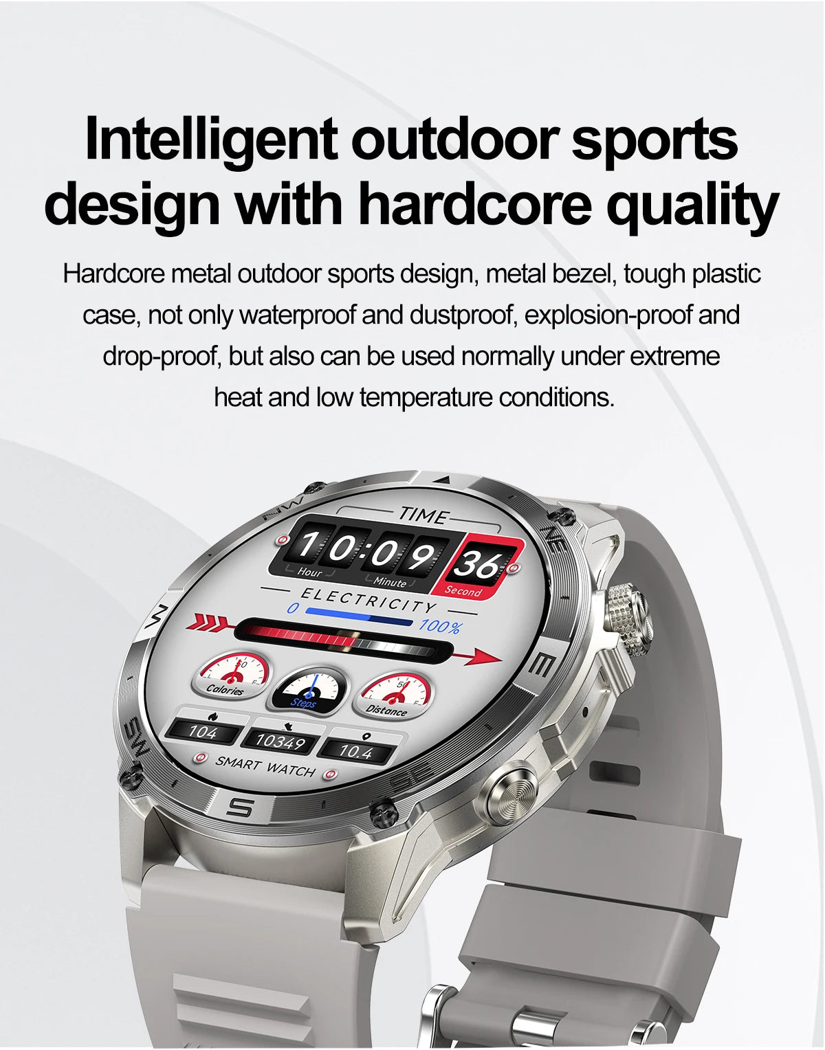 NORTH EDGE GPS Sports Smart Watch 1.43'' Amoled Display AOD Mens Watch Bluetooth Call Altitude Barometer Compass IP68 Waterproof
