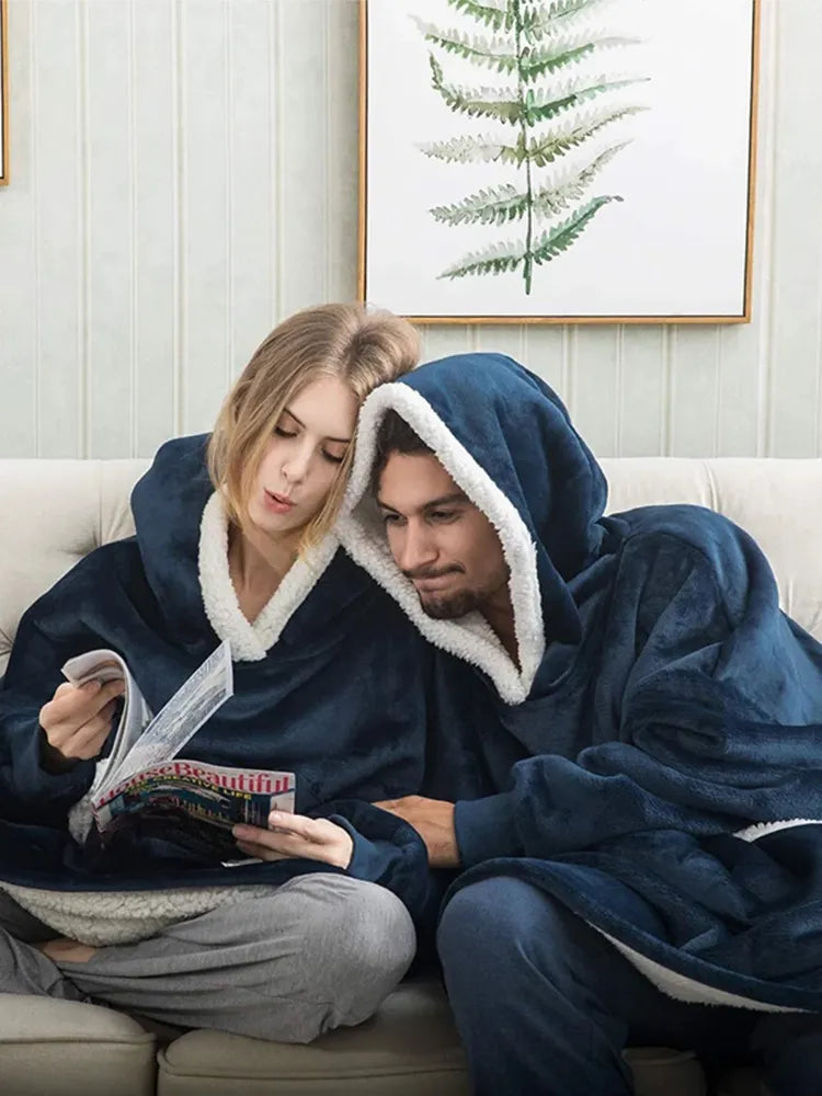 Oversized Hoodies Sweatshirt Women Hoodies Fleece Giant TV Blanket With Sleeves Coats