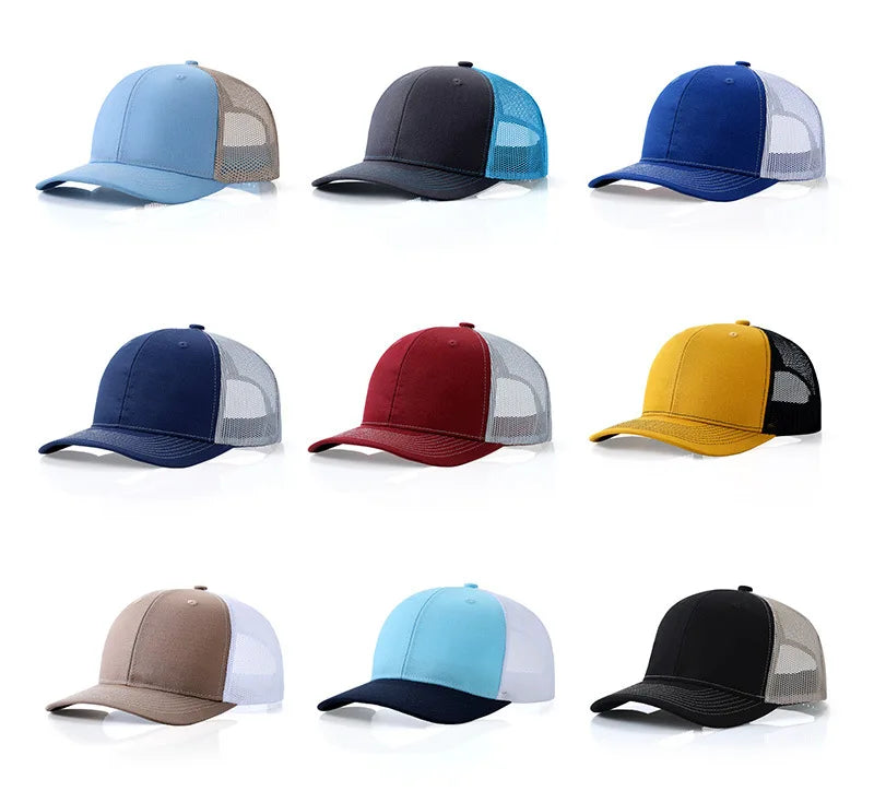 Custom embroidered logo hat Men's and women's mesh cap cotton baseball cap design DIY picture printing logo hat Summer sun hat