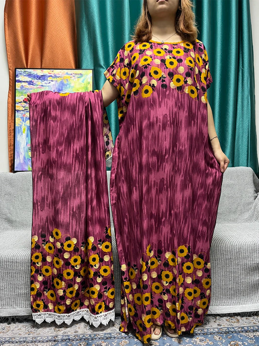 Abayas For Women Spring Printed Muslim Robe