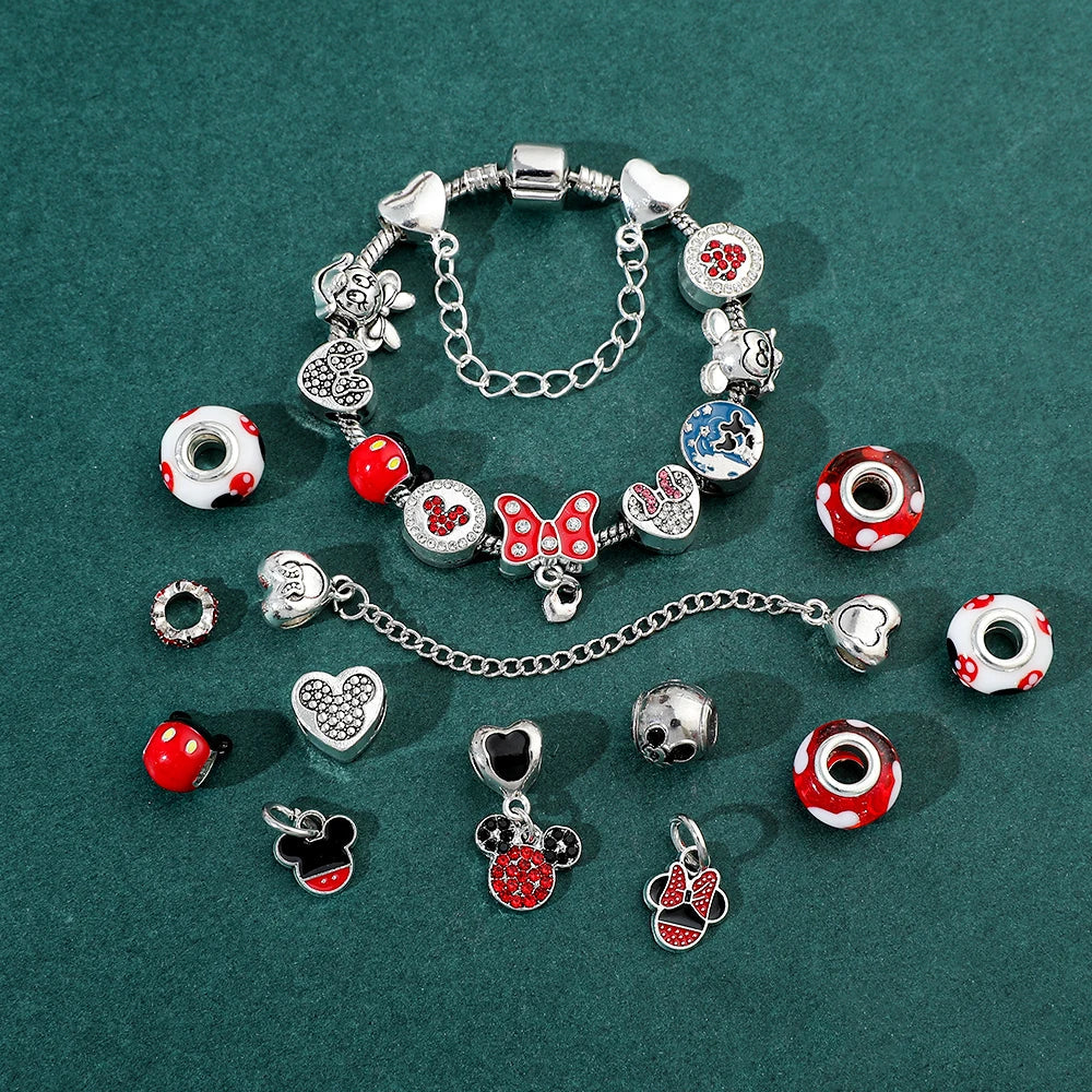 Disney Anime Mickey Mouse DIY Bracelet Fashion Charm Surprise Advent Blind Box for Friend Festival Jewelry Exquisite Gift