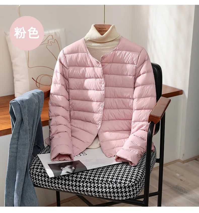 Autumn Winter Warm Women White Duck Down Slim Jackets Female