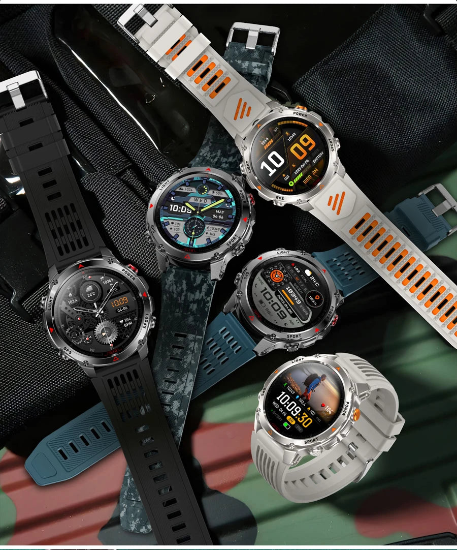 Outdoor Military Smart Watch Men Built-in GPS 1.46" AMOLED Compass