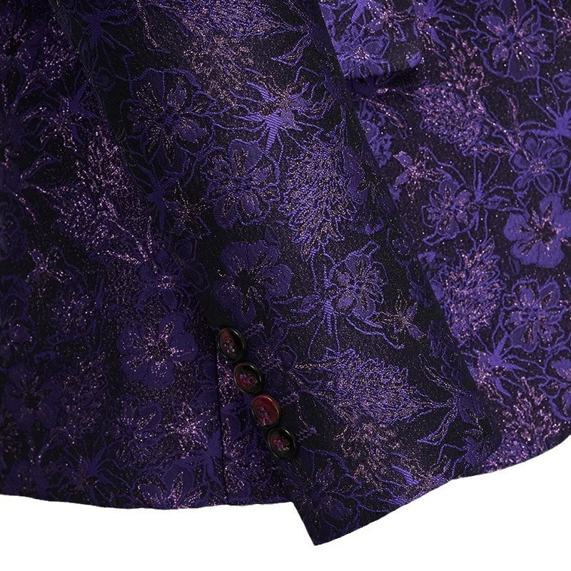 Tuxedo for Mens: Printed Wedding Men's Set 2-piece Slim-fit Stage Outfit Banquet Party