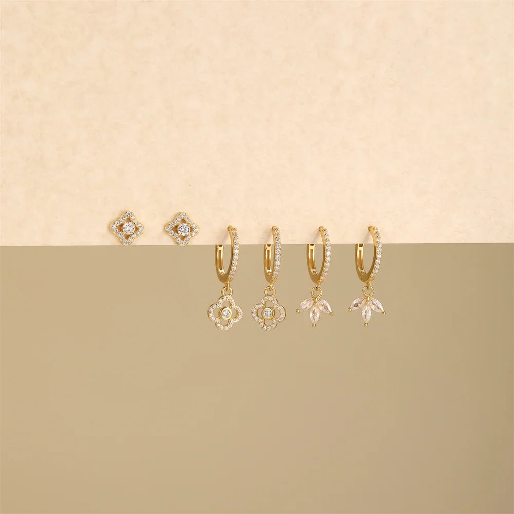 ROXI 925 Sterling Silver luxury leaf Design zircon Charms hoop earrings for women Shiny Zircon Wedding Party jewelry gift plata