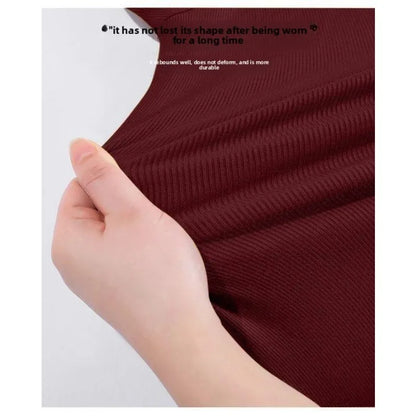 Threaded New Short Sleeved Top for Women Summer Fashion Versatile Base Shirt Plus Size Slim Fit V-neck T-shirt Casual and Sexy