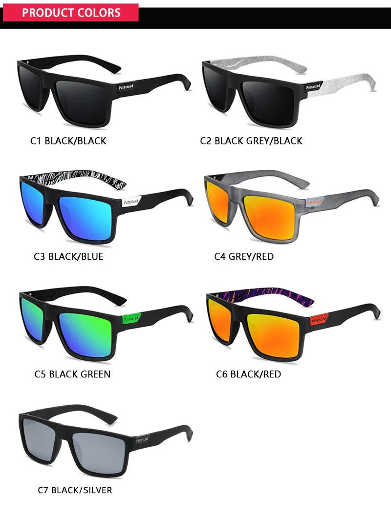 Fashion Black Polarized Sunglasses Men Women Classic Square Male Sun Glasses Stylish Outdoor Driving Fishing Sports Shades UV400