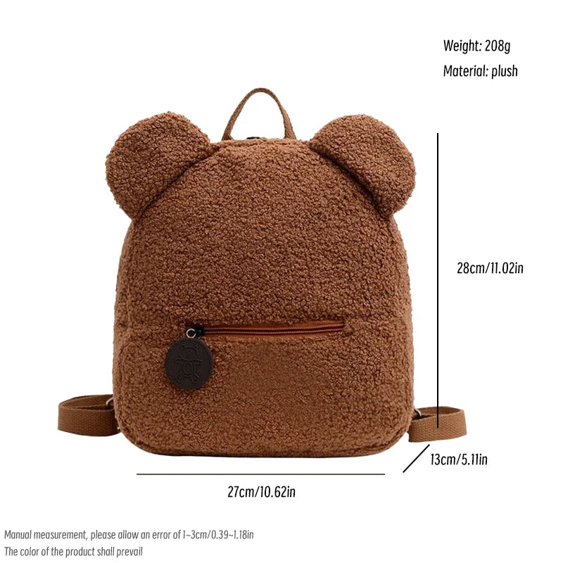 Plush Backpack Cute Little Bear Ear Backpack Large Capacity Cartoon Student Backpack