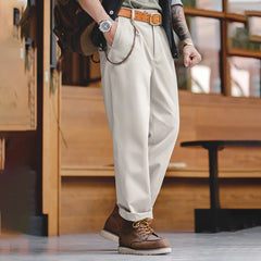 Maden Vintage Gentleman Naples Pants Korea Fashion Casual  Paris Button Straight Wide Trousers