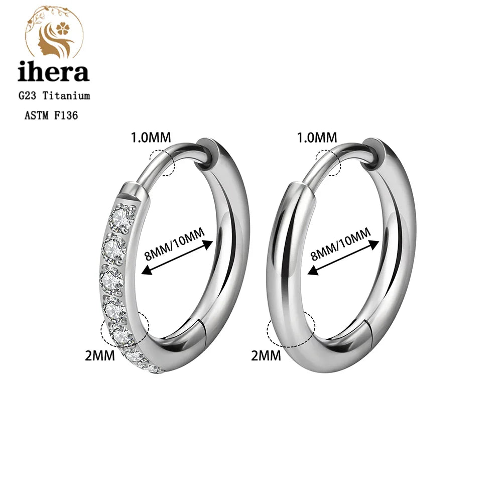 2/20PCS G23 Titanium Piercing Round Earrings Hoops with Zircon Ear Buckle Women Ear Tragus Cartilage Helix Piercing Jewelry