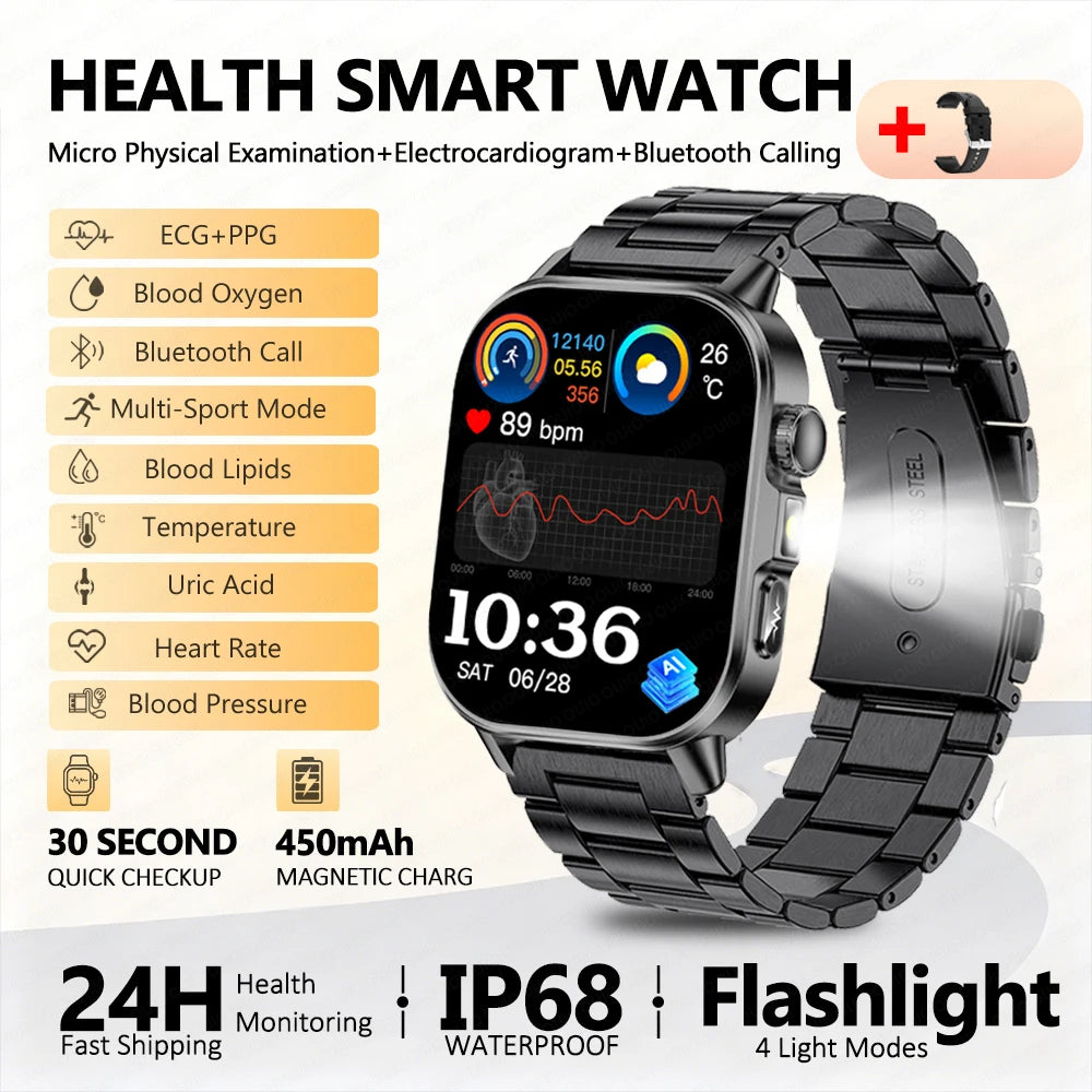 Body Composition analysis Monitoring Smart Watch Men ECG Heart Rate Blood pressure Uric Acid Health Tracker Smartwatches 2026New