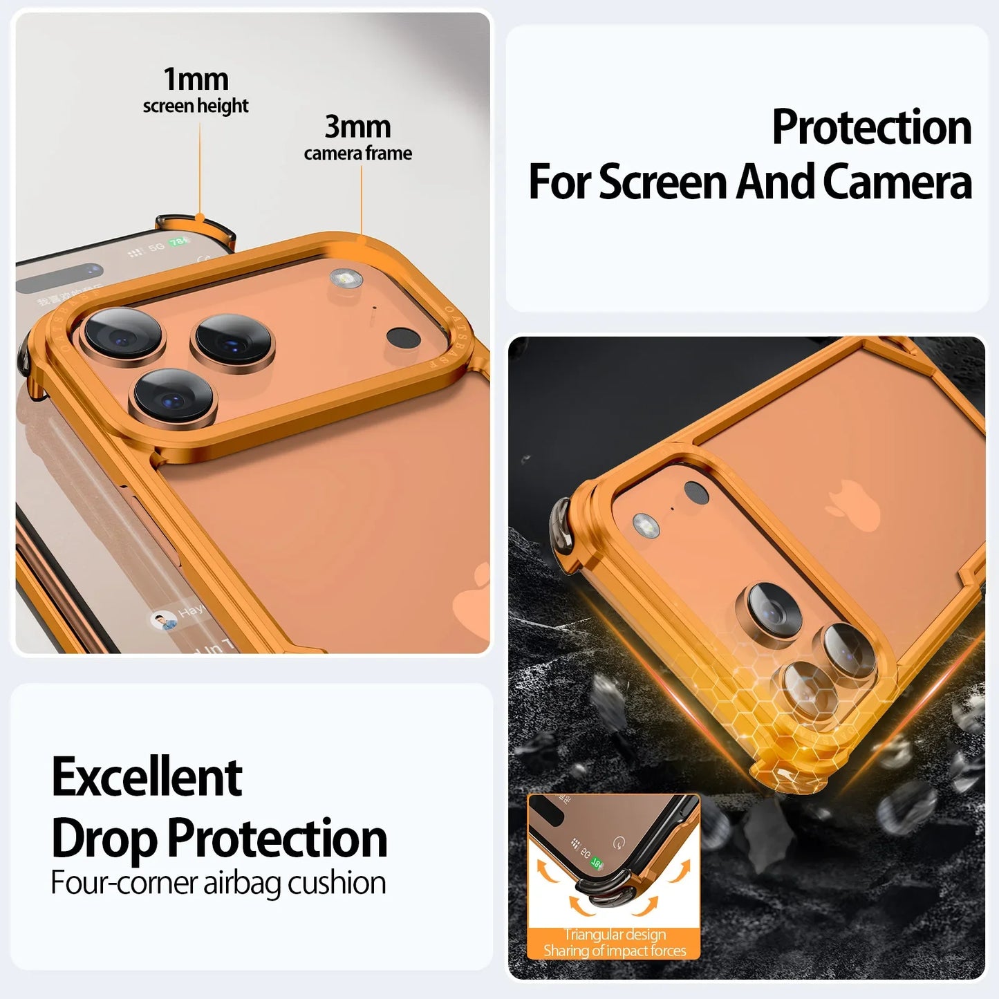 iPhone 17 Pro Max 17 Air Phone Case Aluminum Alloy Metal Frameless Shells Magsafe Minimalist Anti-Drop Protective Cover
