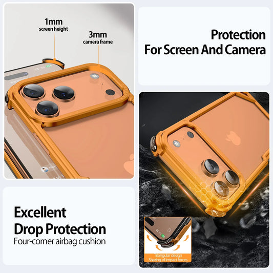 iPhone 17 Pro Max 17 Air Phone Case Aluminum Alloy Metal Frameless Shells Magsafe Minimalist Anti-Drop Protective Cover