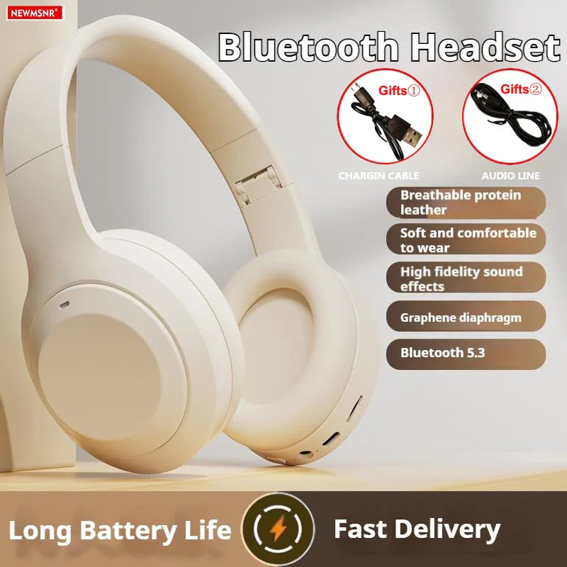 Over Ear HIFI Stereo Headsets Wireless Bluetooth Headphones Sports Gaming Earphones with HD Mic Support TF/AUX noise reduction