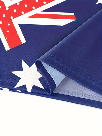 Australian Flag Kangaroo Print Men's Casual and Comfortable Short-Sleeved Polo Shirt