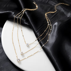 3 Pcs Gold Color Simple Multi Layered Pendant Necklaces for Girls Women Fashion Star