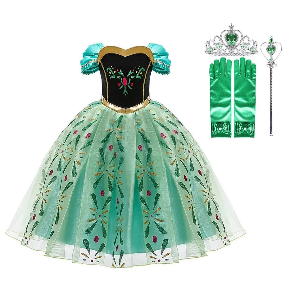 Cinderella Anna Elsa Costume Children Princess Dress for Girls Kids Cosplay Snow