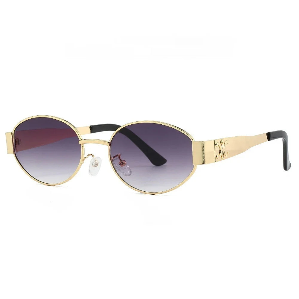 New Oval Frame Fashionable Sunglasses Metal Frame Personalized Sunglasses Ins Trendy Sunglasses For Friend Gifts