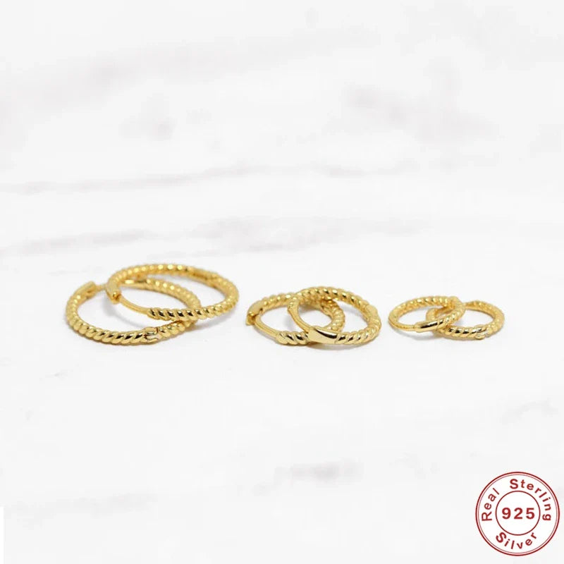 LENNIK 1pair 925 Sterling Silver Hoop Earring 6/7/8/13mm Circle Round Huggies for Women Men Ear Ring Bone Buckle Fashion Jewelry