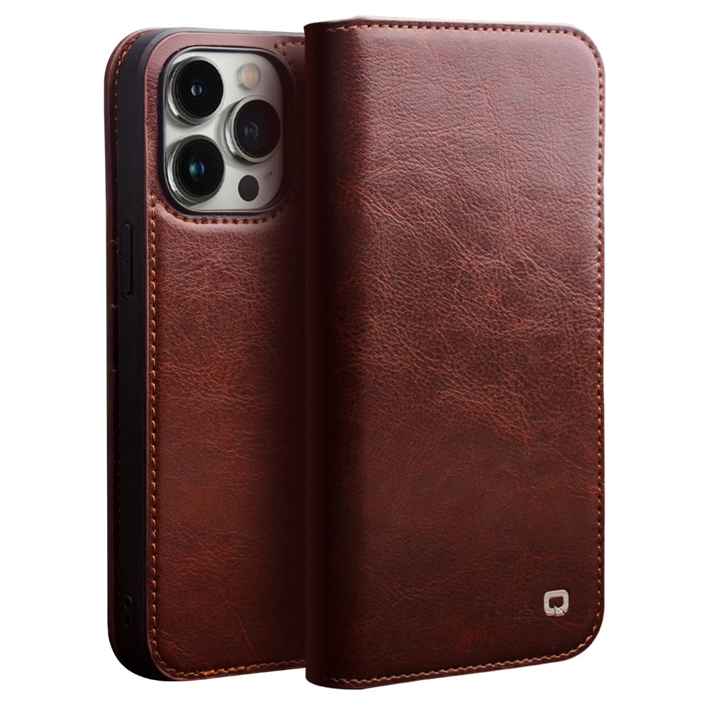 Case for iPhone16 15 14 13 12 11 Pro Max Mini Genuine Leather Fashion Cover for XR XS Max 7 8 16 Plus Card Slot