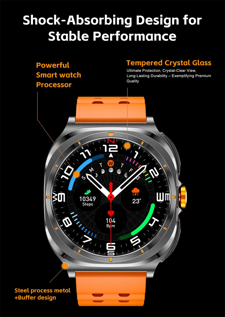 2025 New 6ATM Waterproof Smart Watch Men Outdoor SmartWatch GPS earphone Compass Heart rate LED  Bluetooth Call Sports Gift
