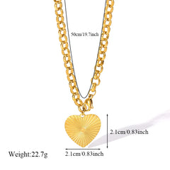 316L Stainless Steel Heart Love Pendant Necklace For Women Fashion 18K Gold